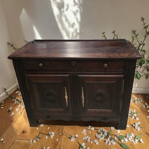 19th-Century French Antique Carved Walnut Buffet Or Sideboard Cabinet