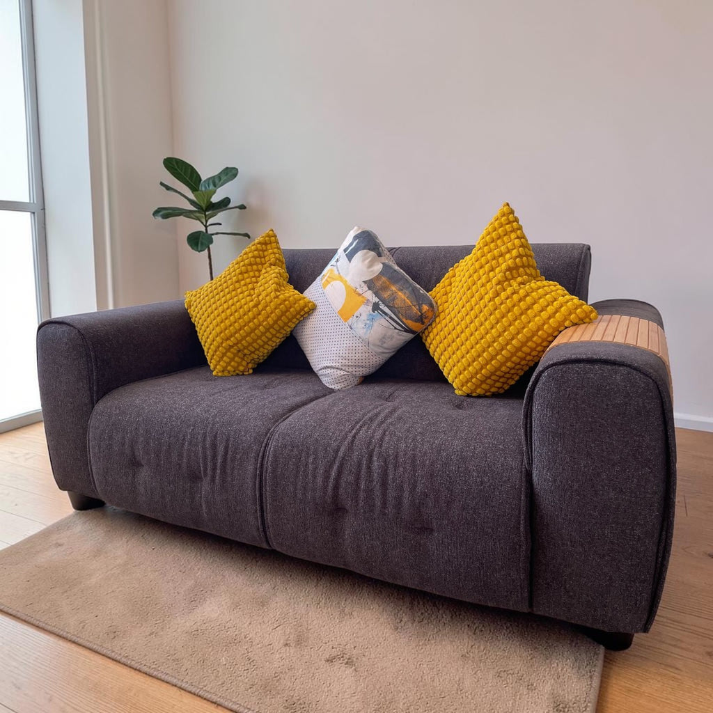 2 Seater Boucle Fabric Grey Sofa