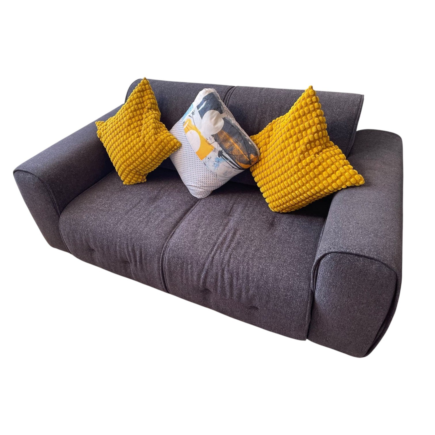 2 Seater Boucle Fabric Grey Sofa