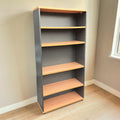 5-Tier Open Shelf Unit With Light Wood Shelves And Dark Grey Vertical Panels