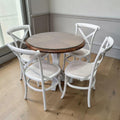 5 Pc Dining Set - Wooden Table With Glass (75 X 88cm) And 4x Cross-Back Chairs