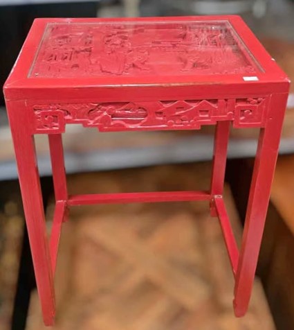 Antique Asian Side Table – Vintage Wooden Accent Table