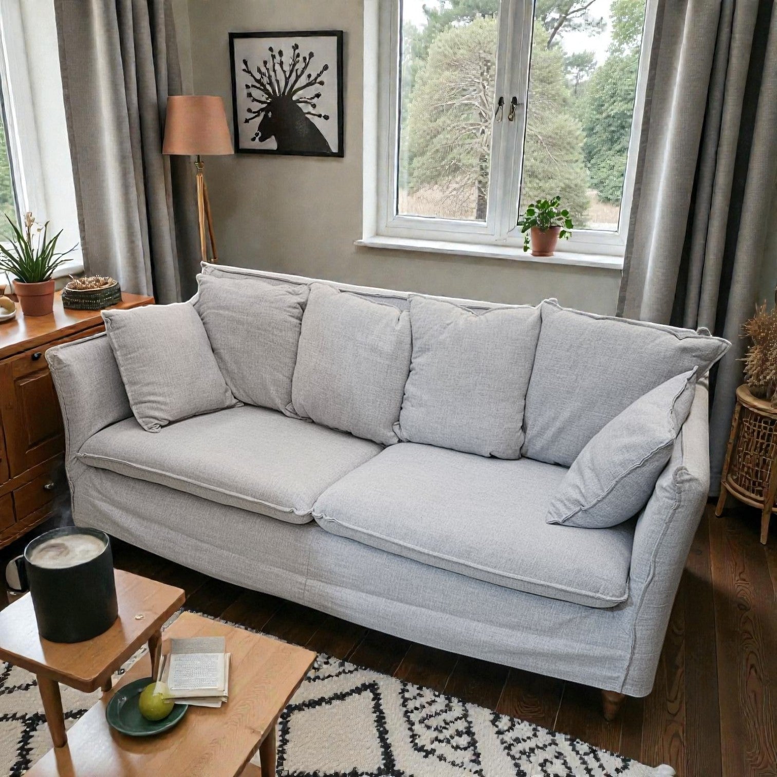 Aruba Light Grey 3 Seater Sofa (Dimensions: 930x2150x1000)