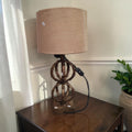 Bamboo-Style Metal Base Rustic Accent Table Lamp