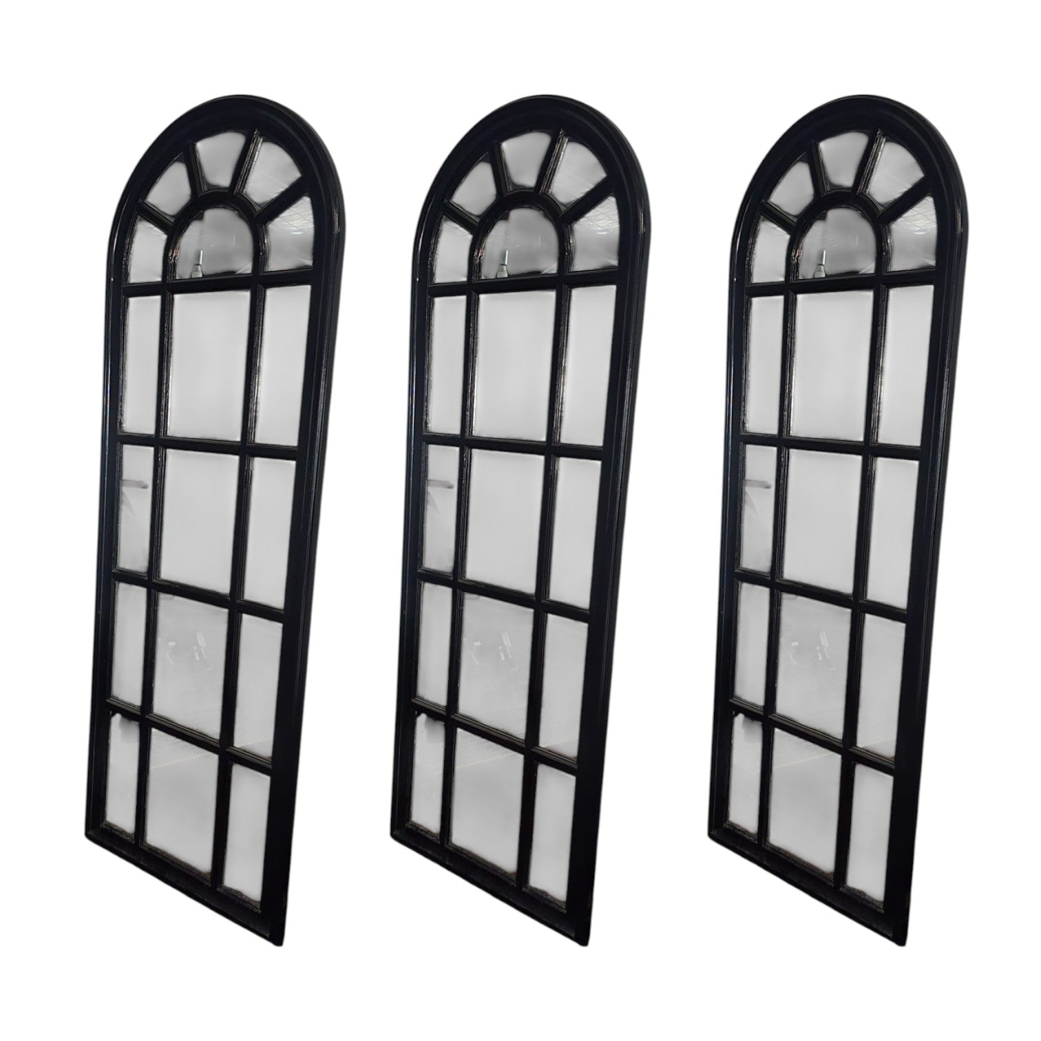 Black Arched Window-Style Mirror