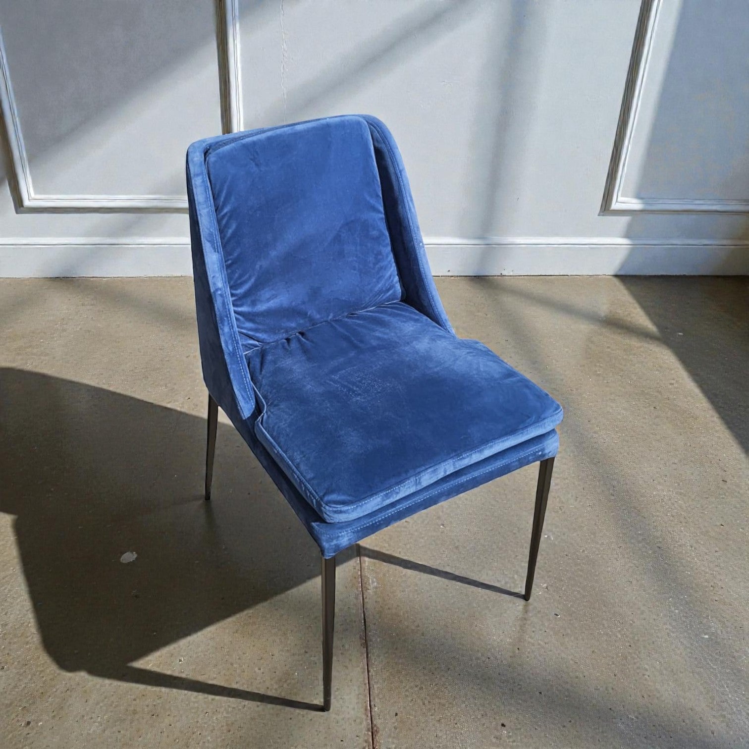 Blue Velvet Dining Chairs X6 (Priced Each)