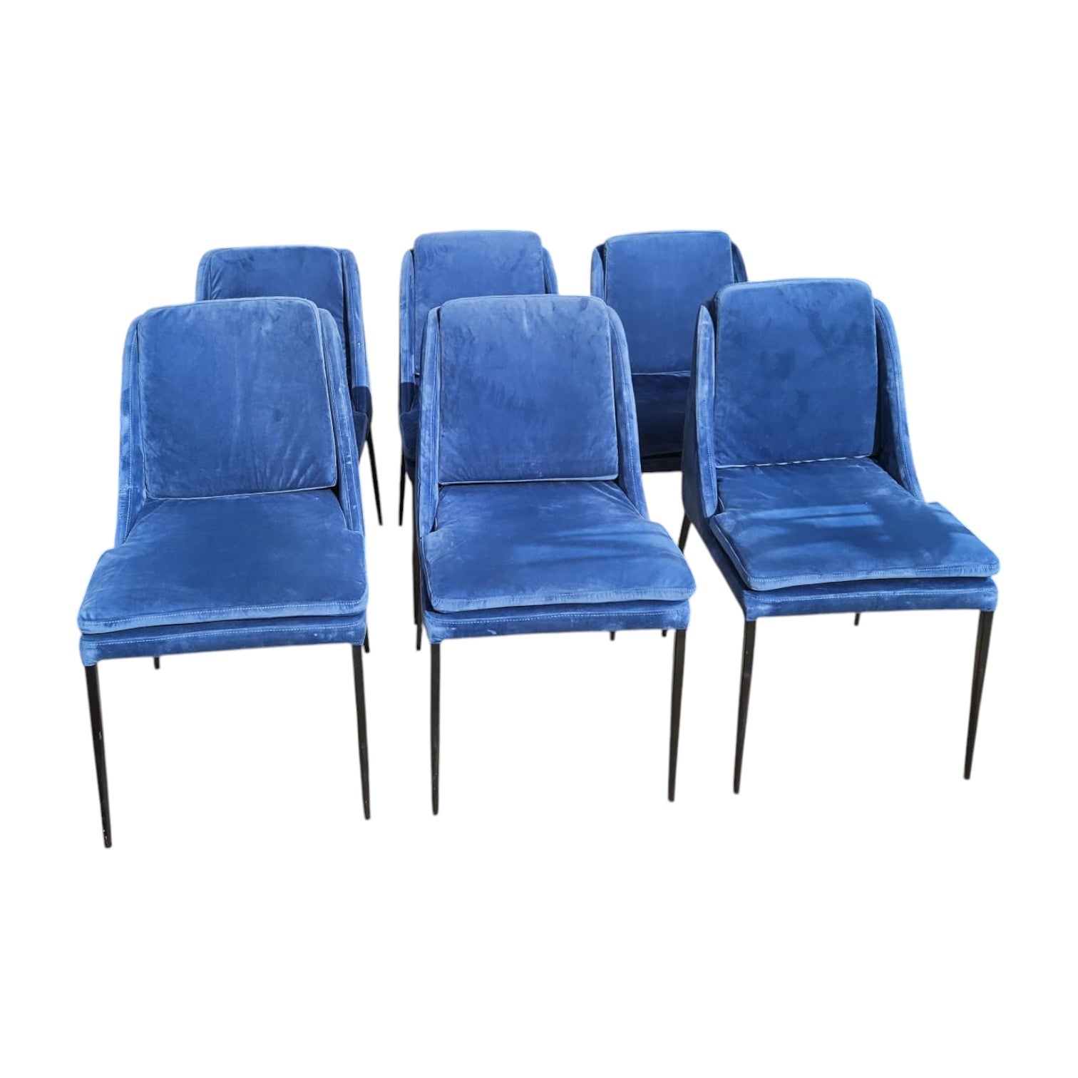 Blue Velvet Dining Chairs X6 (Priced Each)