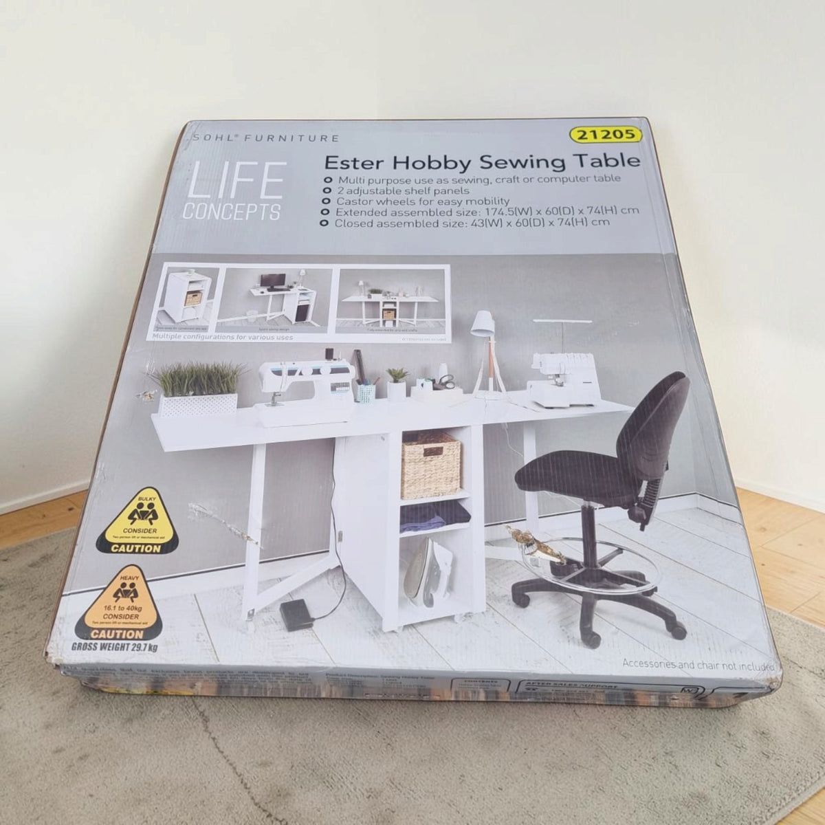 Boxed Sohl Furniture Ester Hobby Sewing Table