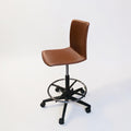 Brown Faux-Leather Rolling Drafting Chair With Adjustable Gas Lift X8 Available