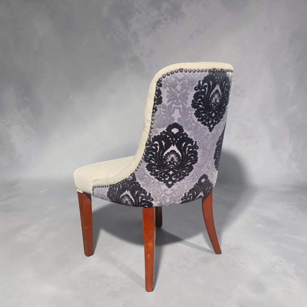 Button-Tufted Beige Upholstered Dining Chair