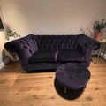 Chesterfield - Style Purple Velvet Sofa With Ottoman