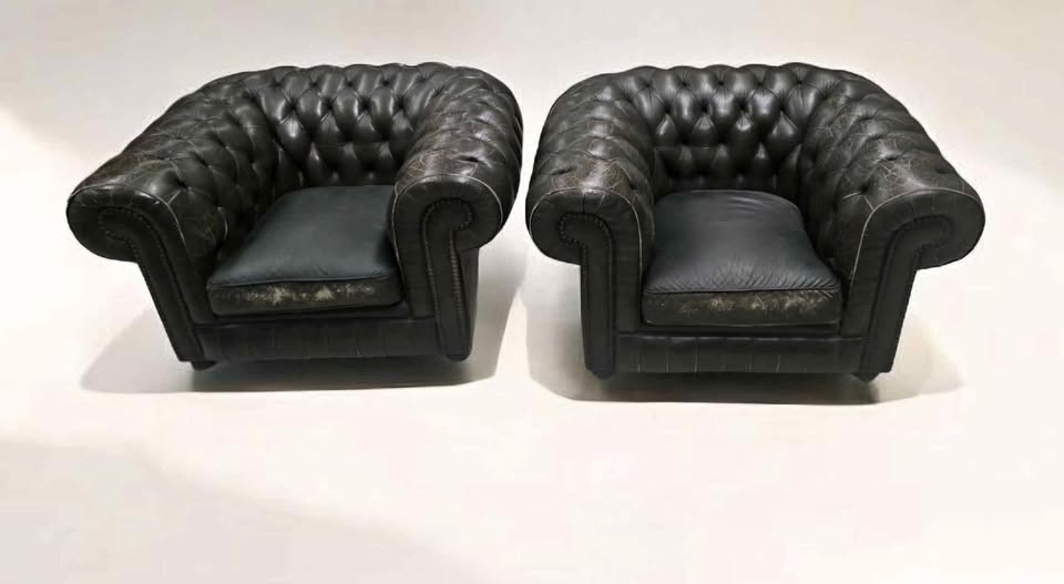 Chesterfield chairs x2 H70 W12