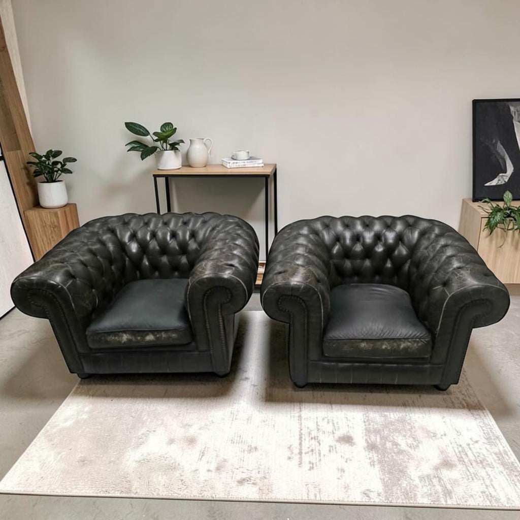 Chesterfield chairs x2 H70 W12
