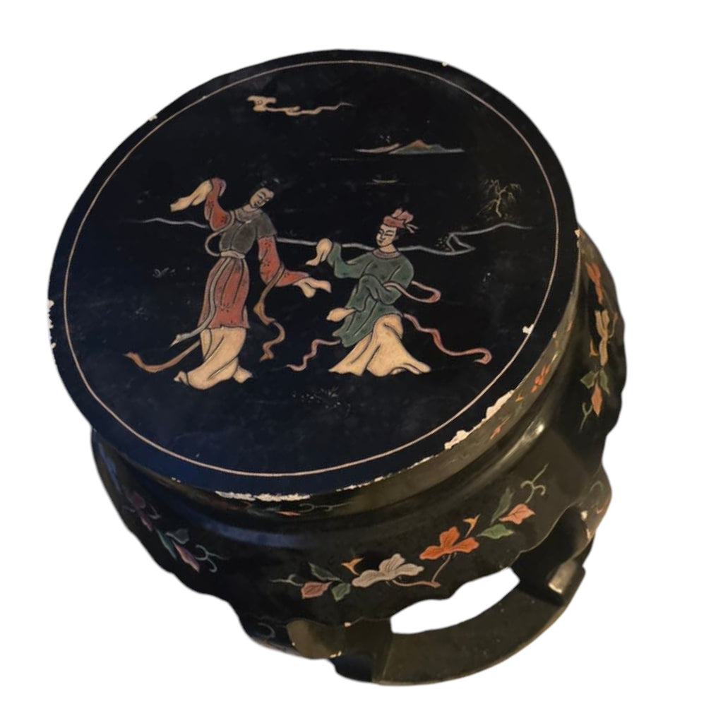Chinese Black Lacquered Wooden Stools / Side Tables (47x38 Round ) (Prices Each)