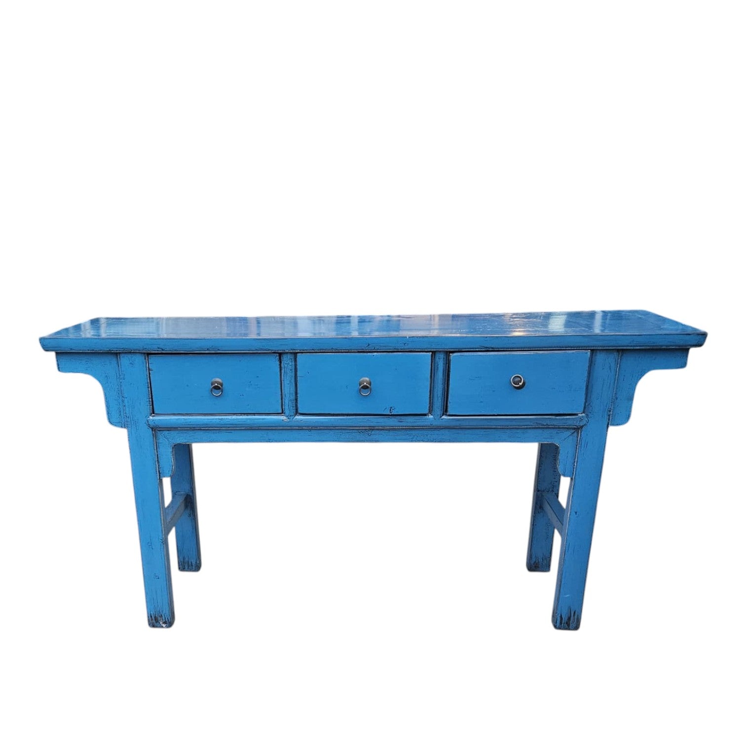Chinese Elmwood Console Table In Blue