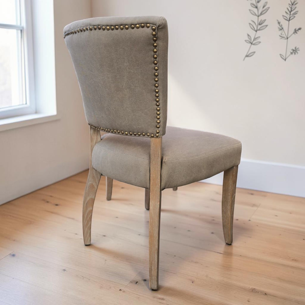 Clara Oakwood Linen Dining Chair Grey 6 Available (Priced Each)