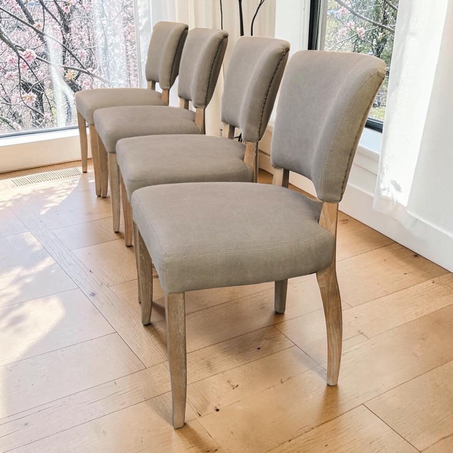 Clara Oakwood Linen Dining Chair Grey 6 Available (Priced Each)