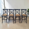 Classic French Country Design Black Cross Back Bar Stools X4 (Priced Each)