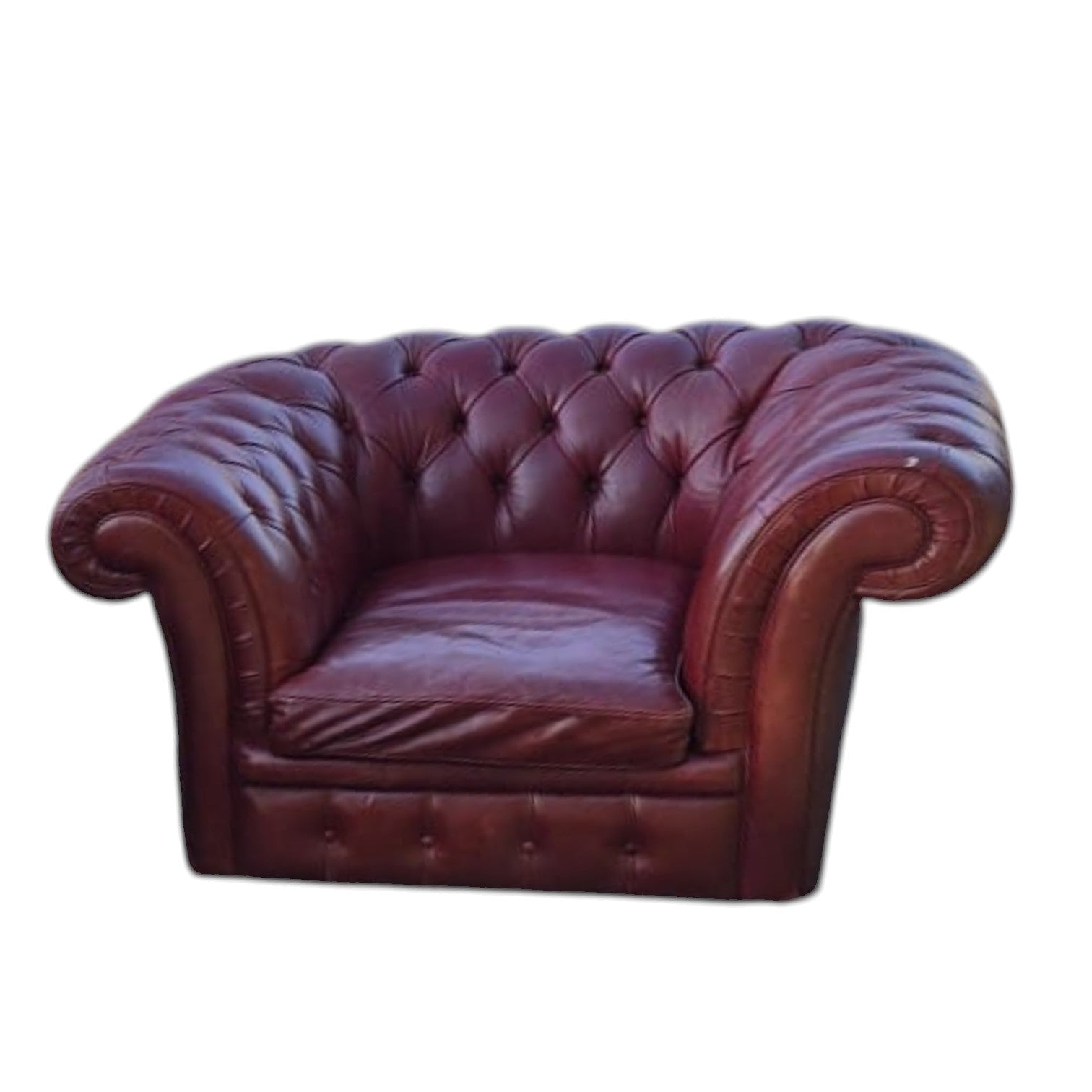 Classic Oxblood Red Leather Chesterfield Lounge Suite (Dimensions: 68x274x105)
