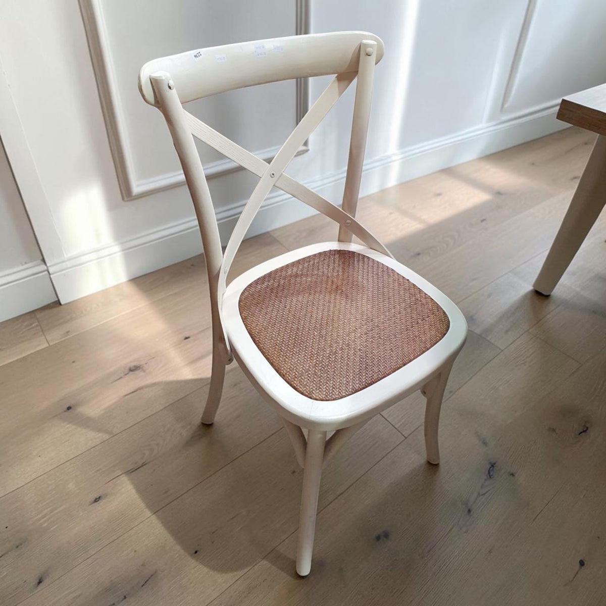 Classic White Wooden Cross-Back Dining Chairs X6 (Priced Each)