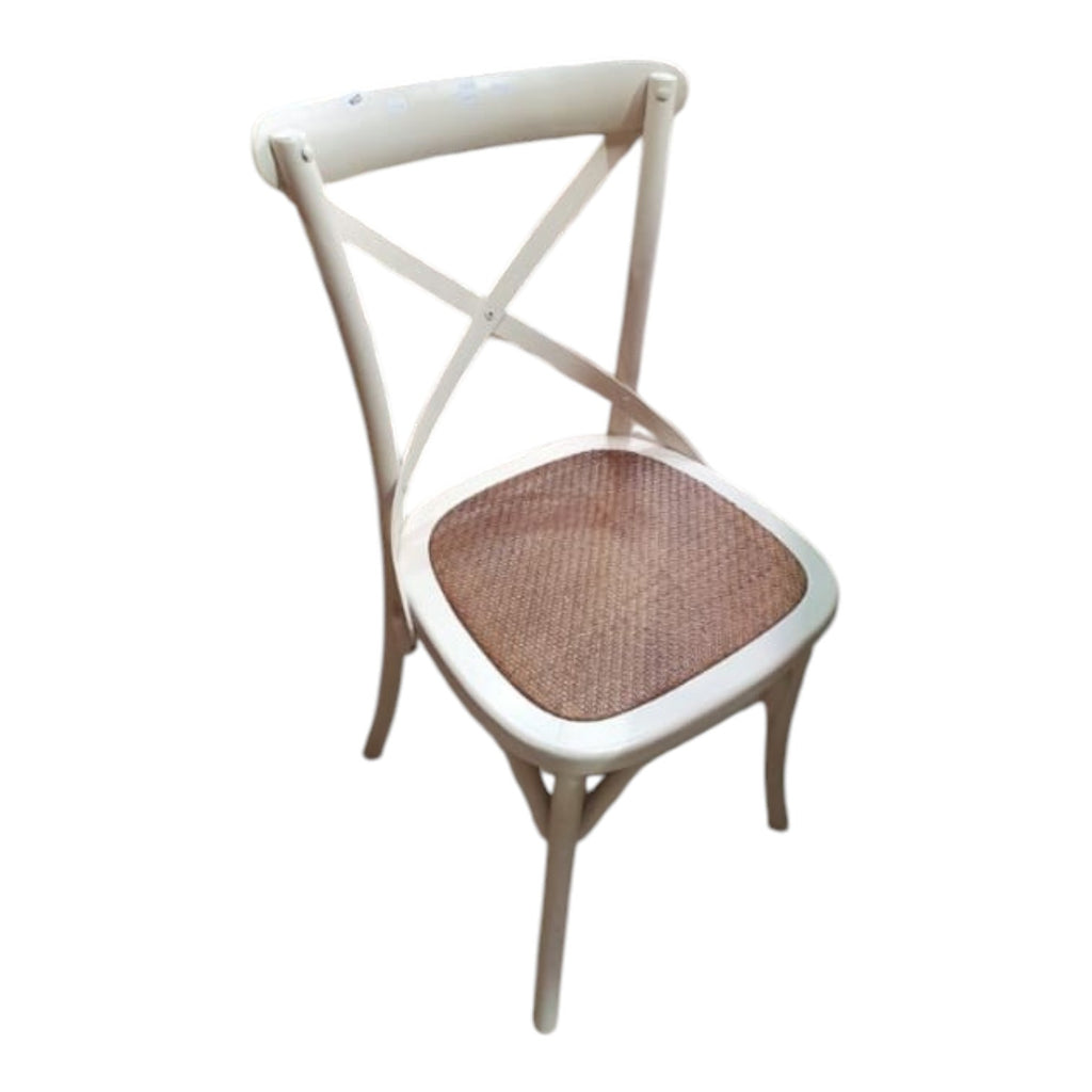 Classic White Wooden Cross-Back Dining Chairs X6 (Priced Each)
