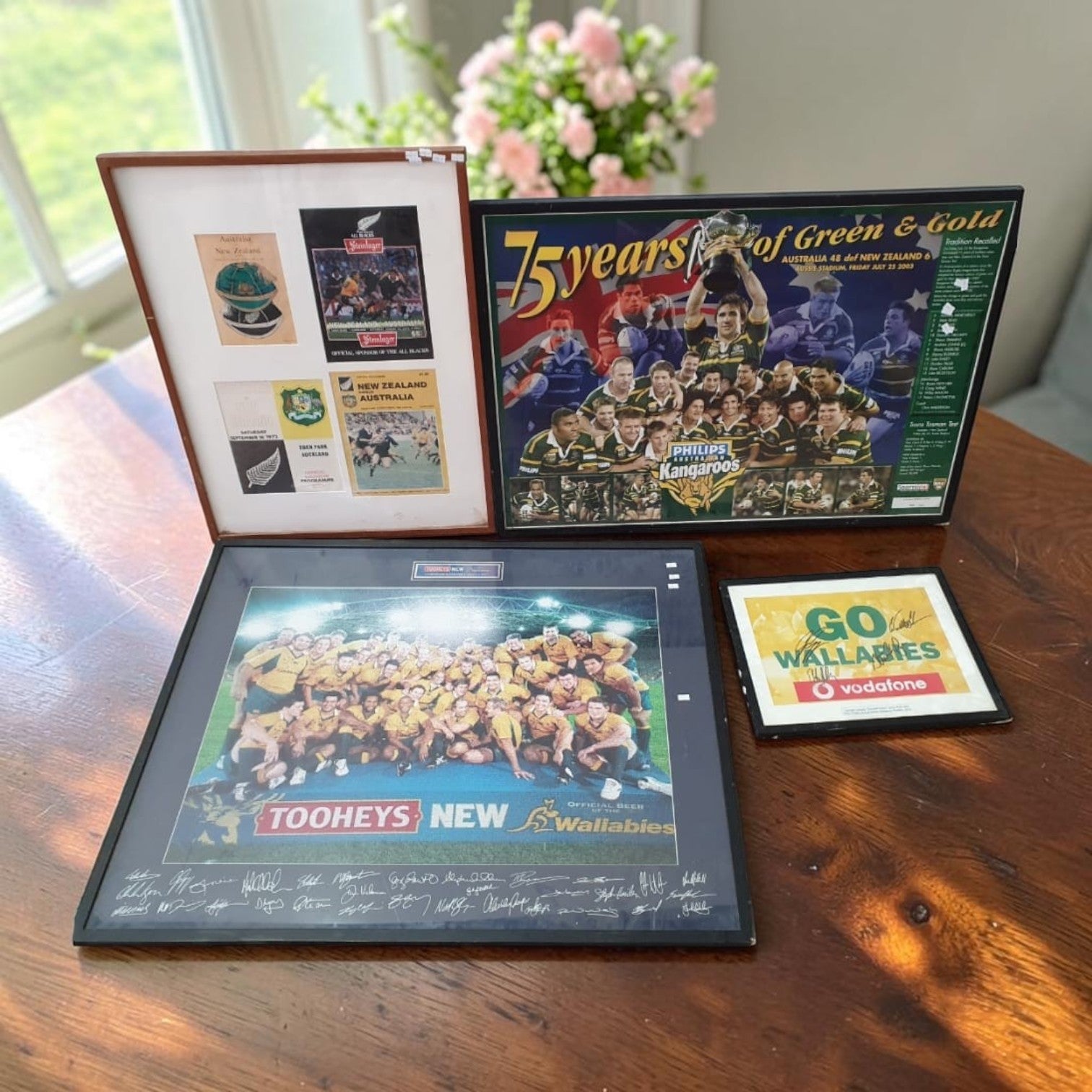 Collection Of Framed Vintage Australian Rugby Union Memorabilia
