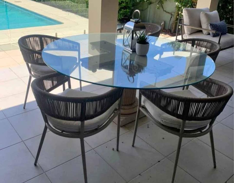 Concrete outdoor Table with Glass top