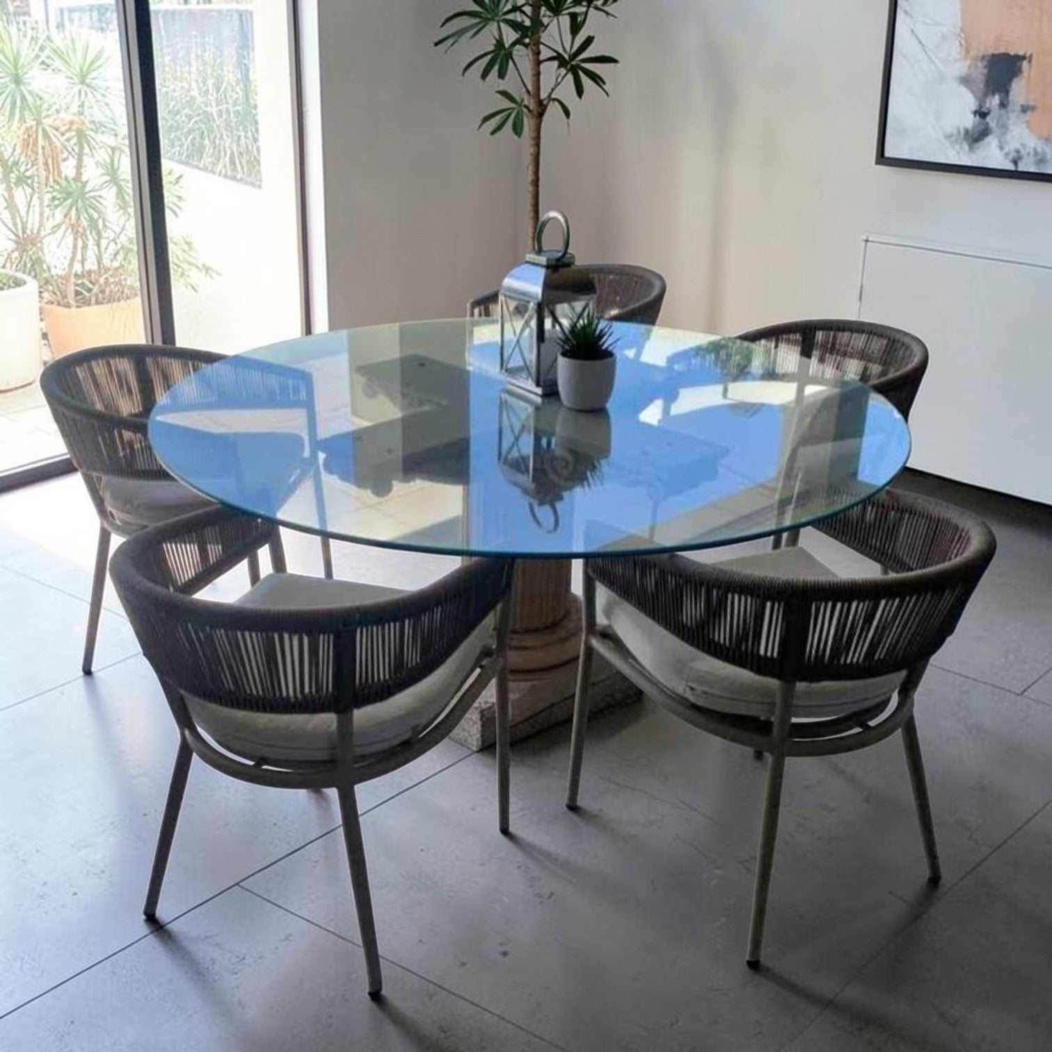 Concrete outdoor Table with Glass top