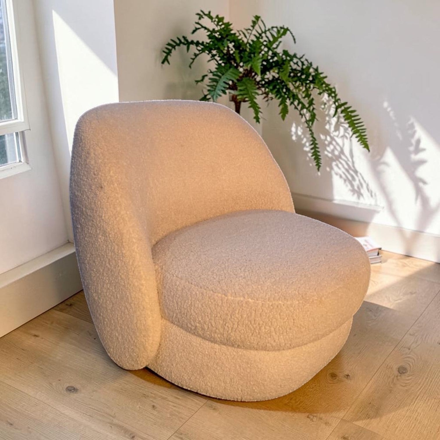 Cozy Sand Dune Colored Bouclé Fabric Occasional Chair
