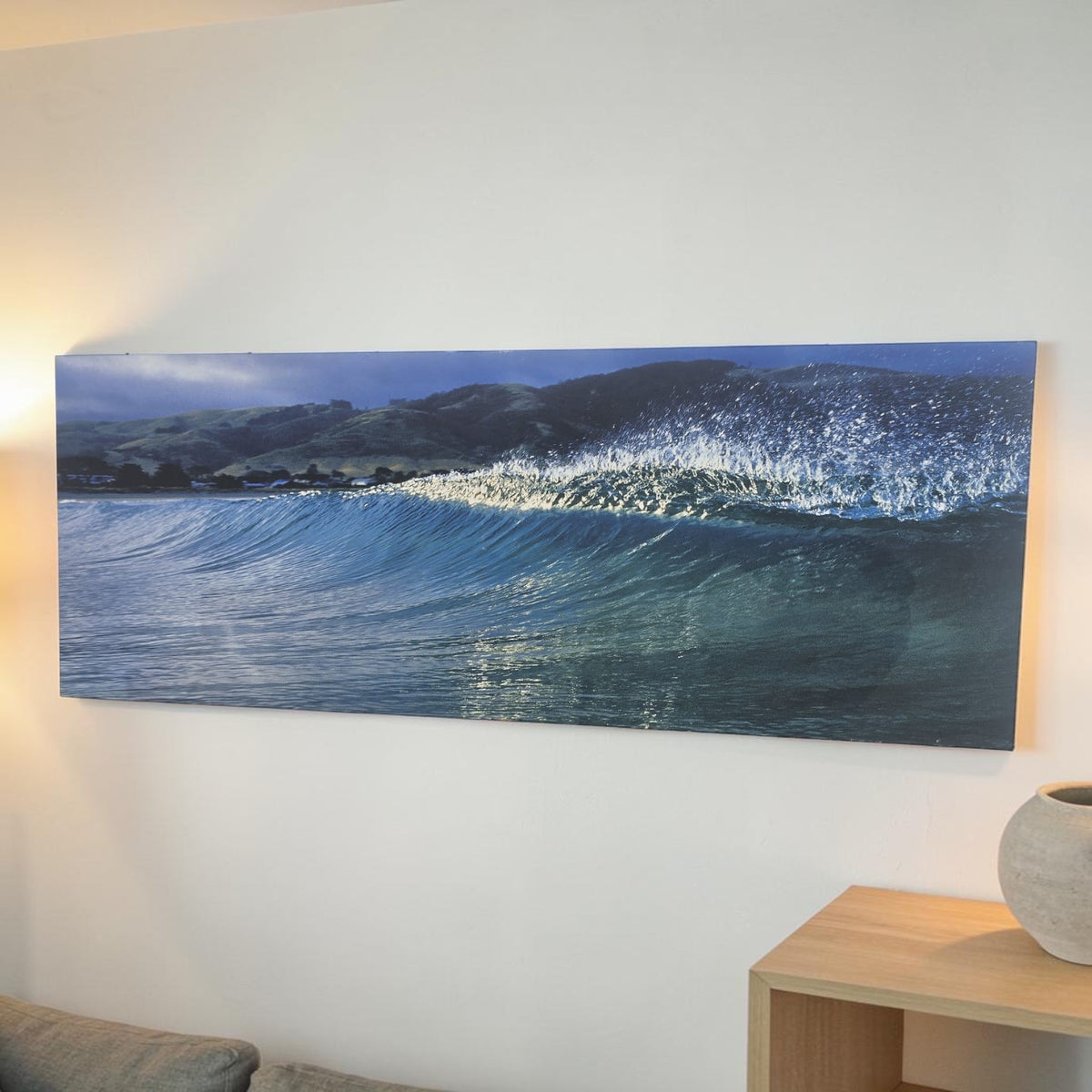 Crashing Ocean Wave Large Rectangular Horizontal Wall Art (Dimensions: 46x120)