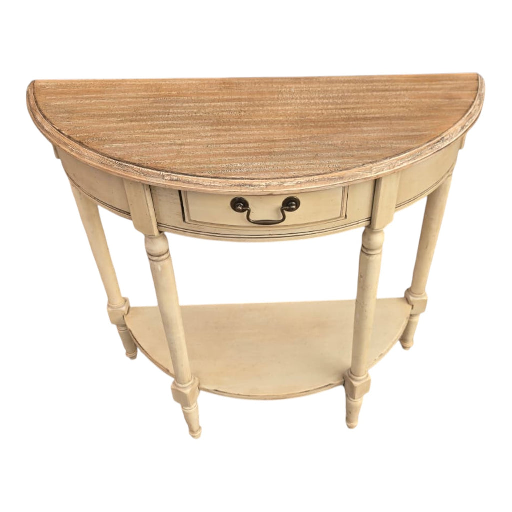 Cream Painted Demi Lune (Half-moon) Hall Table (Dimensions: 77x83x35)