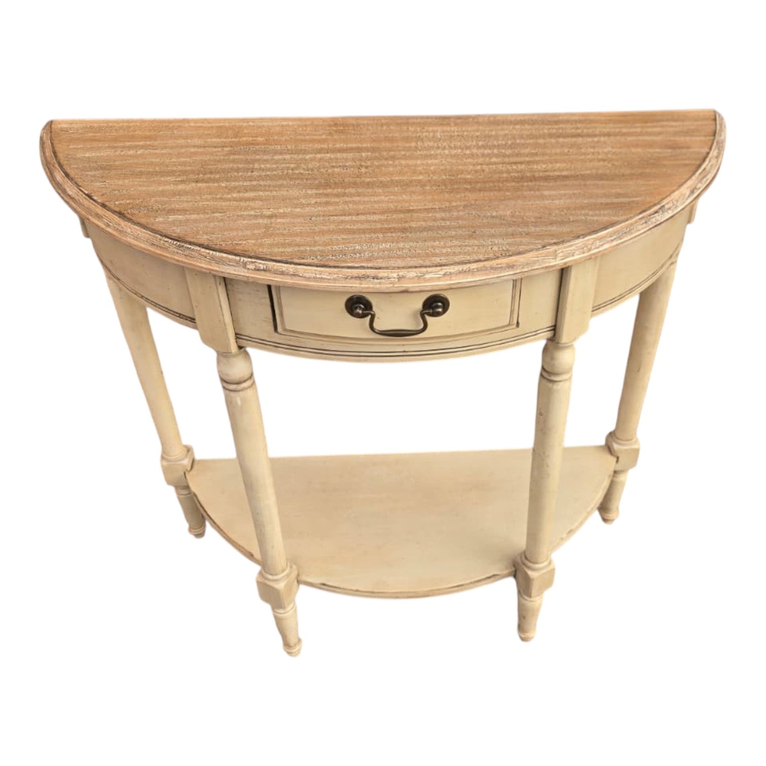 Cream Painted Demi Lune (Half-moon) Hall Table (Dimensions: 77x83x35)