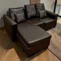 Dark Brown Faux Leather Sectional Sofa