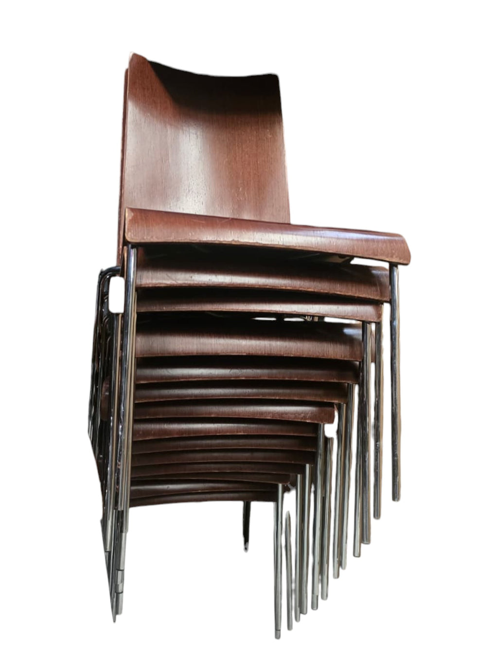 Dark Brown German Plywood Stackable Chairs X21 (Priced Each)