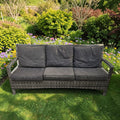 Dark Grey Rattan Outdoor Three Seater Patio Sofa (Dimensions: 85x184x70)