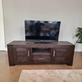 Dark Rustic Wooden TV Media Console