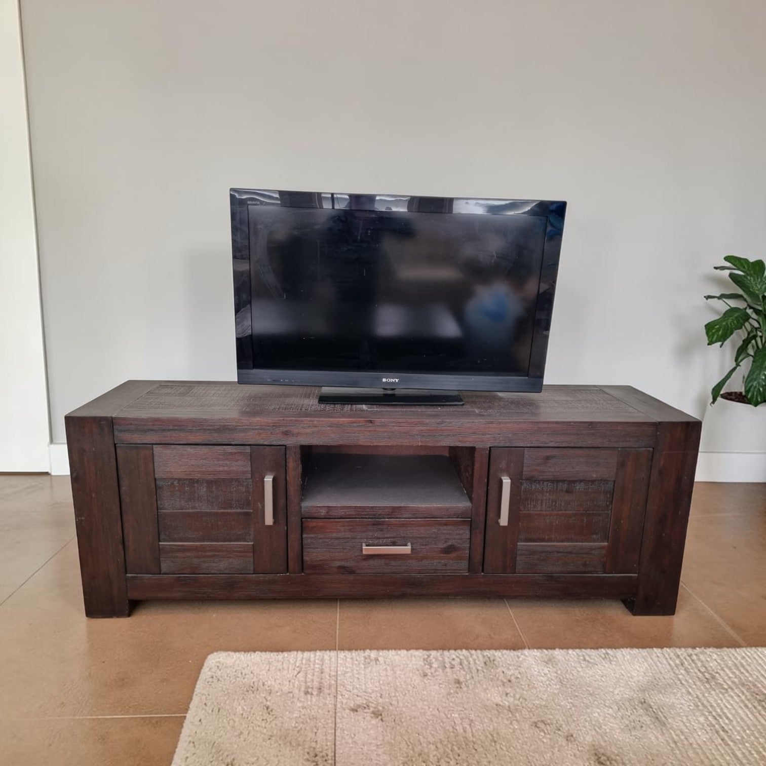 Dark Rustic Wooden TV Media Console