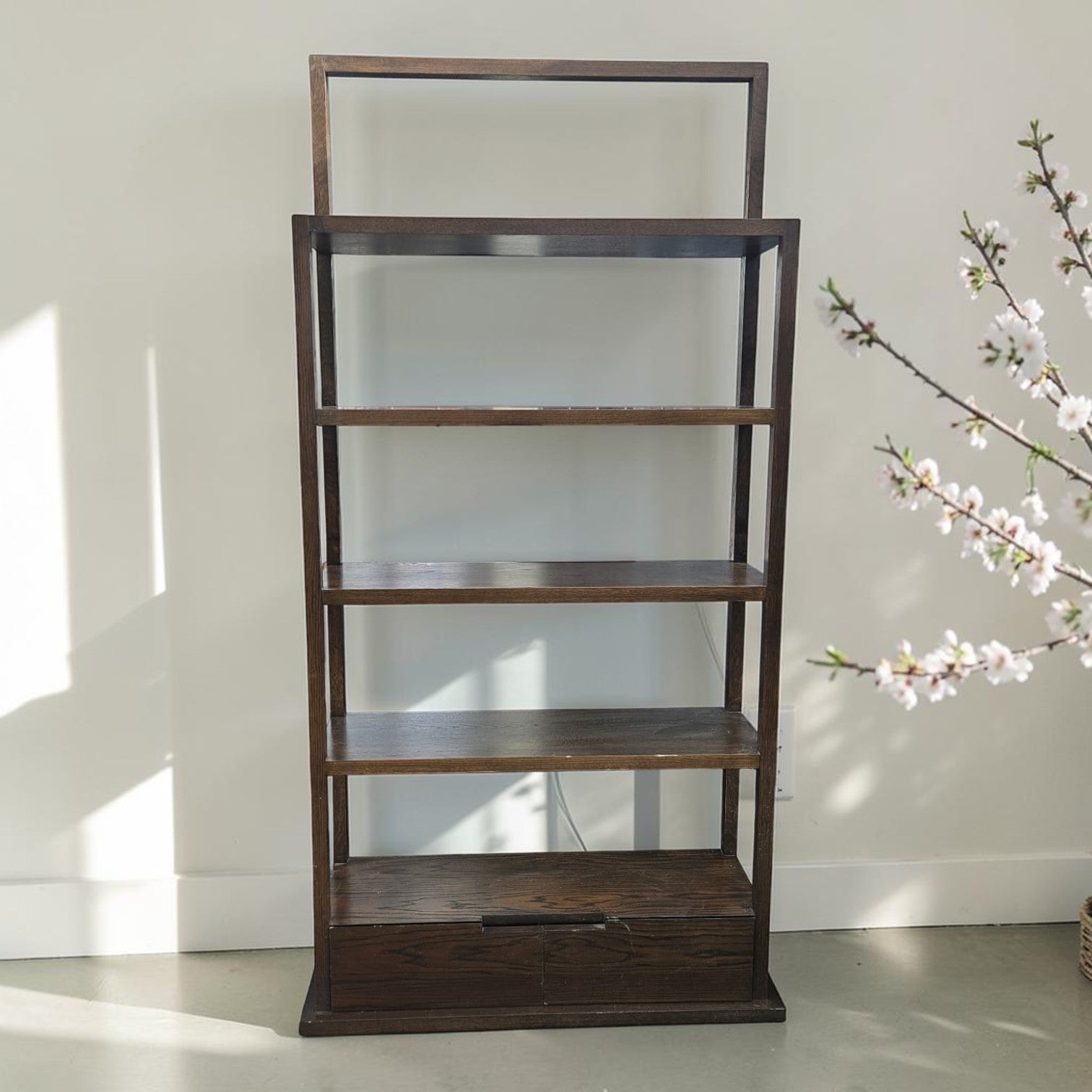 Dark Wood Open Frame Shelving Unit (Dimensions: 232x112x35)
