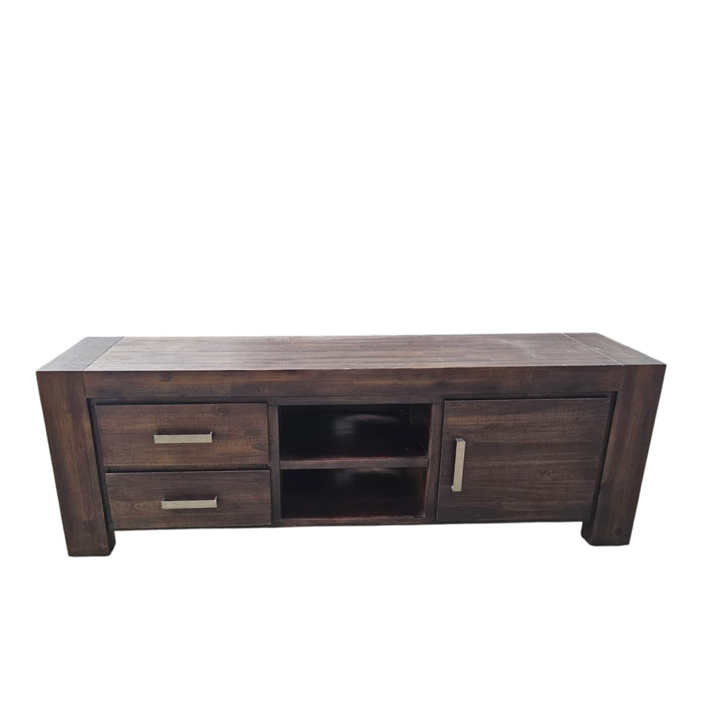 Dark Wood TV Unit - Entertainment Unit (Dimensions: 60x180x48)