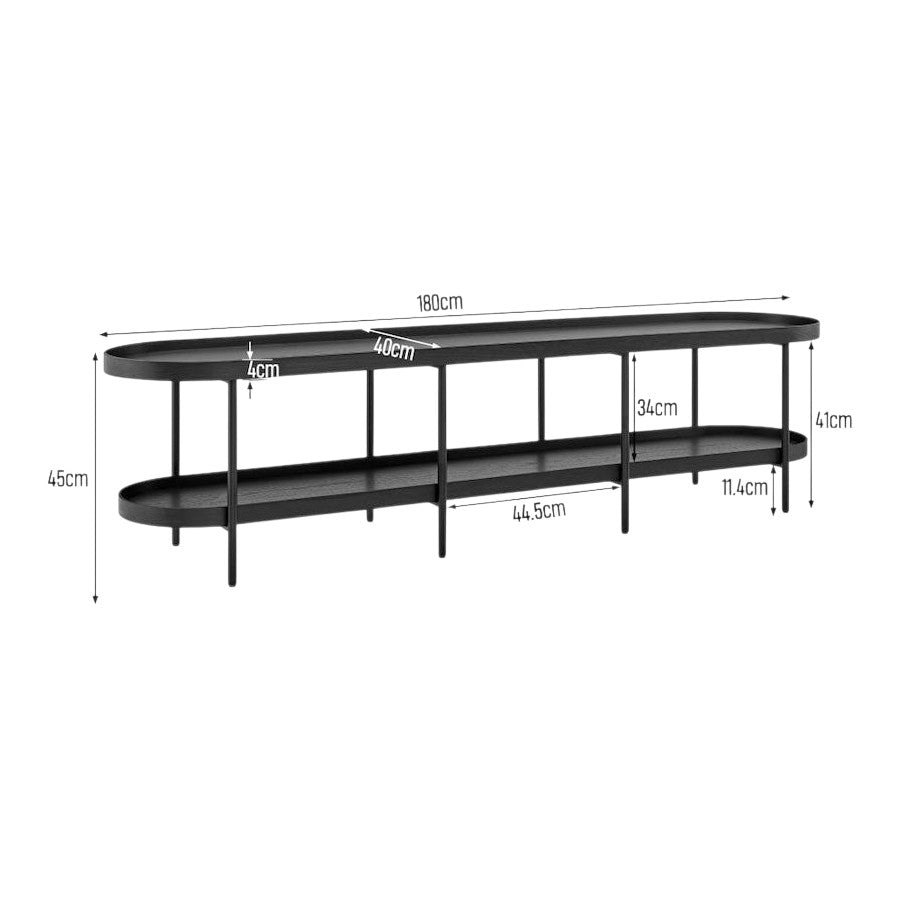 Design Square Myla Lowline Wooden 2-Tier Entertainment Unit TV Stand 180cm Black