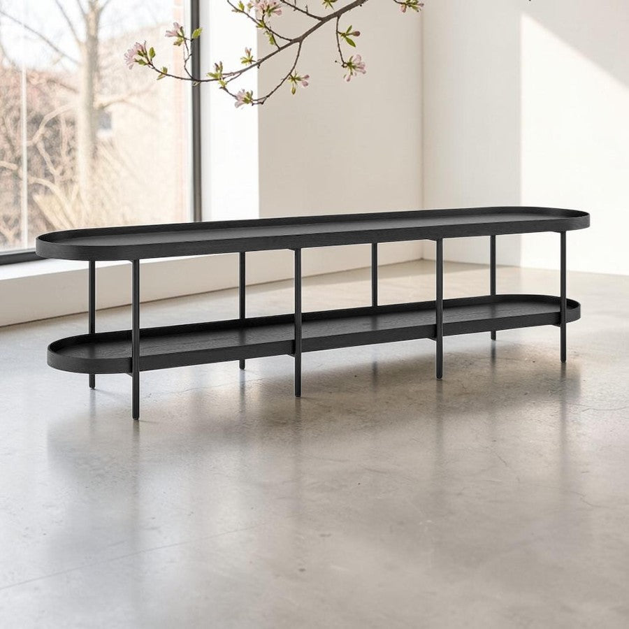 Design Square Myla Lowline Wooden 2-Tier Entertainment Unit TV Stand 180cm Black