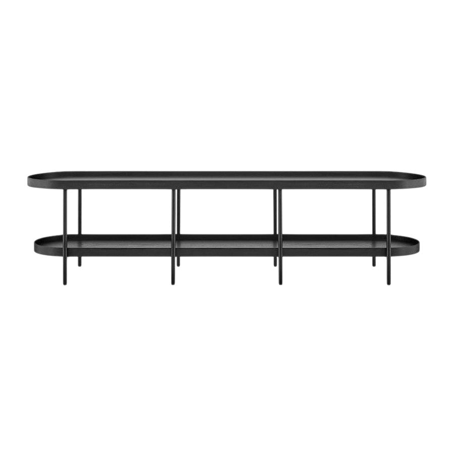 Design Square Myla Lowline Wooden 2-Tier Entertainment Unit TV Stand 180cm Black