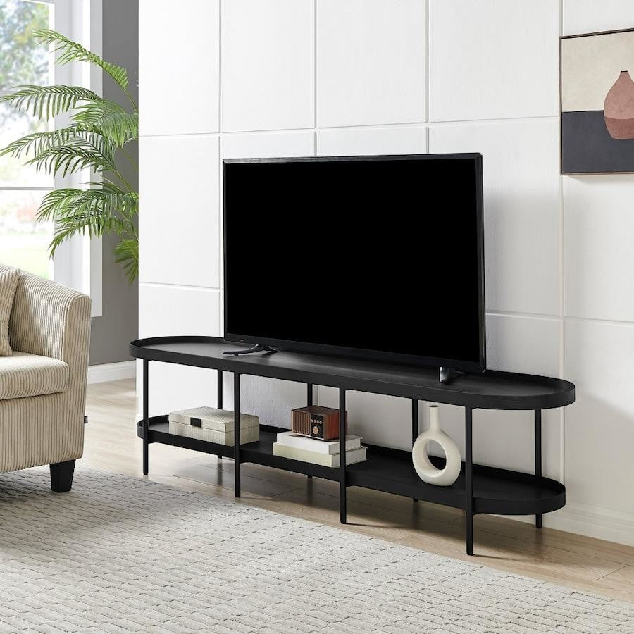 Design Square Myla Lowline Wooden 2-Tier Entertainment Unit TV Stand 180cm Black