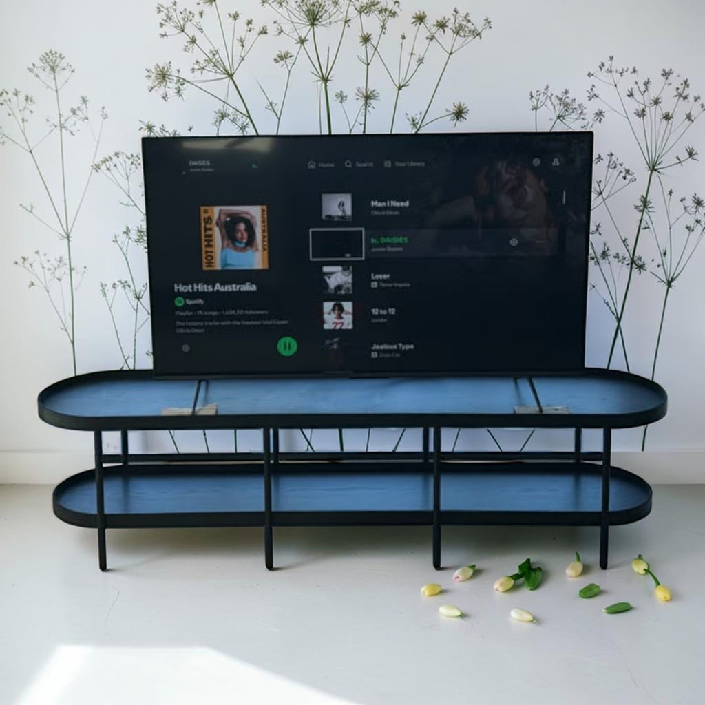 Design Square Myla Lowline Wooden 2-Tier Entertainment Unit TV Stand 180cm Black
