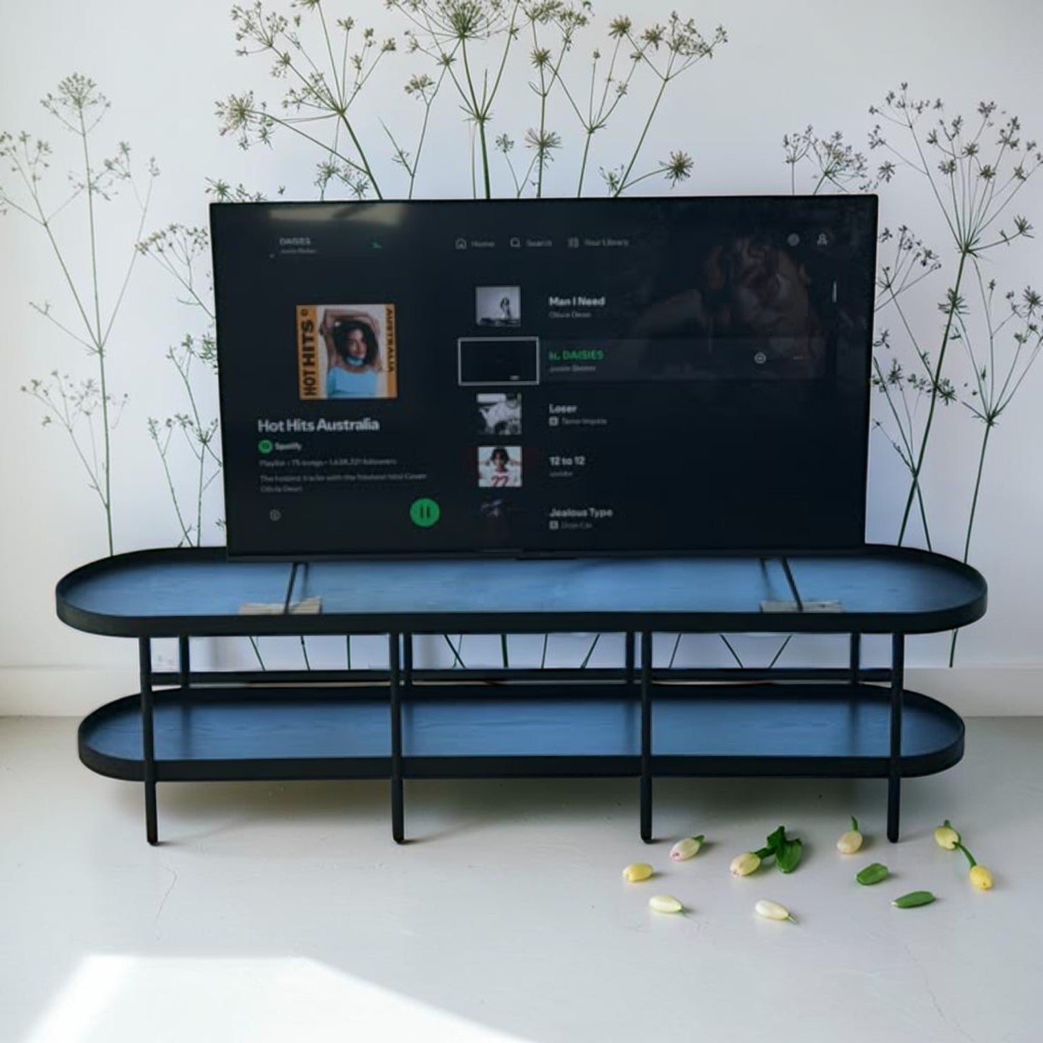 Design Square Myla Lowline Wooden 2-Tier Entertainment Unit TV Stand 180cm Black