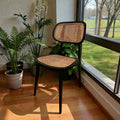 Dining Chairs In Black With Natural Rattan Seats And Backs (Priced Each)
