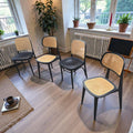 Dining Chairs In Black With Natural Rattan Seats And Backs (Priced Each)