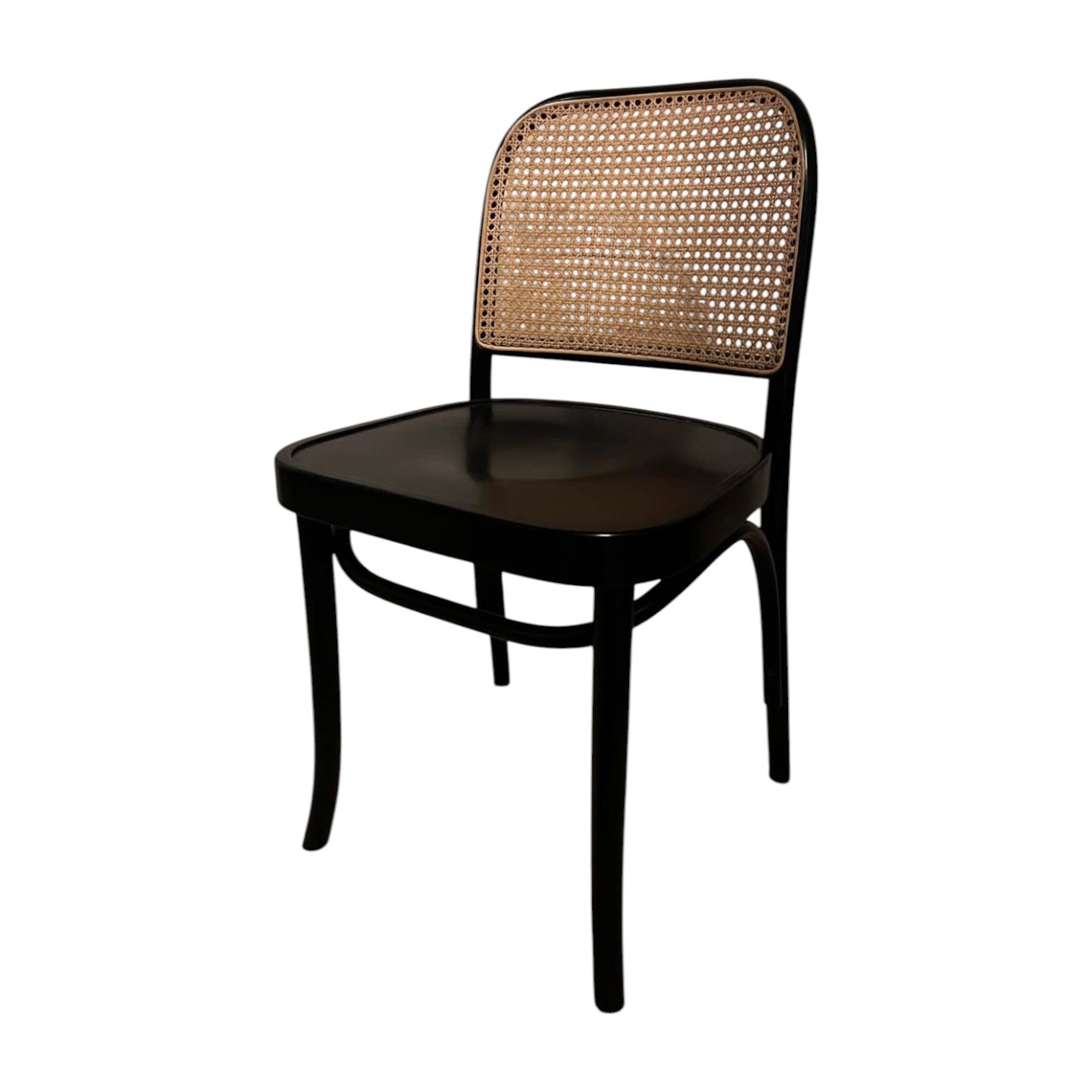 Dining Chairs In Black With Natural Rattan Seats And Backs (Priced Each)