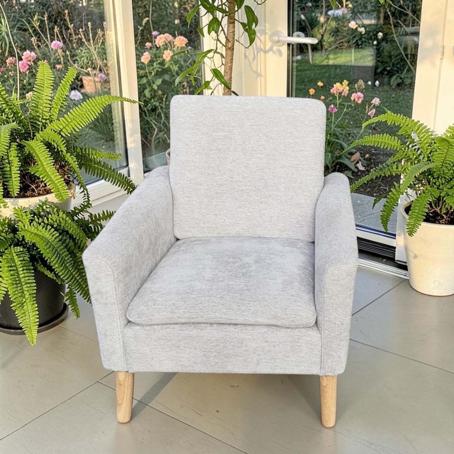 Fantastic Furniture Jenna Light Grey Armchairs (Dimensions: 85x76x72) (Priced Each)