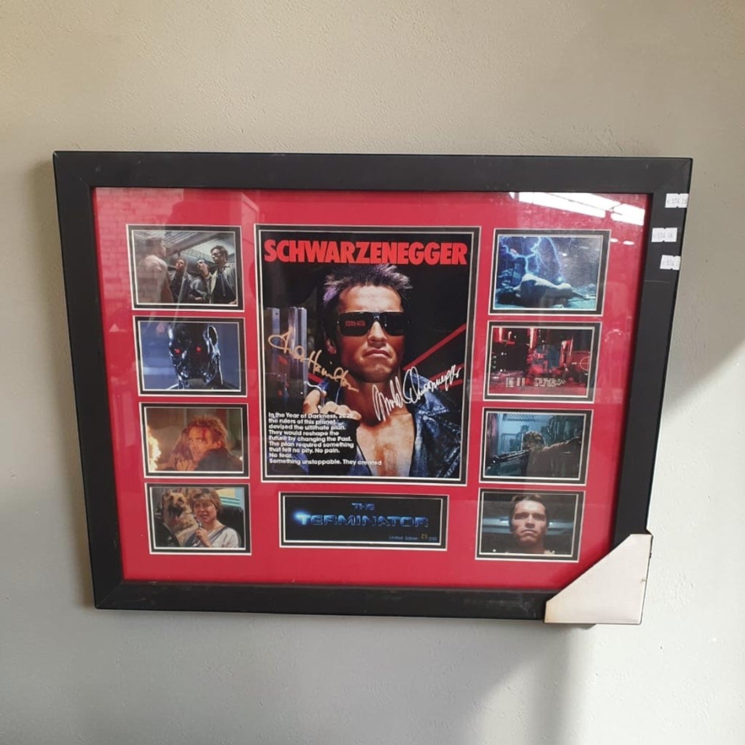 Framed "I'll Be Back" Terminator Memorabilia Plaque